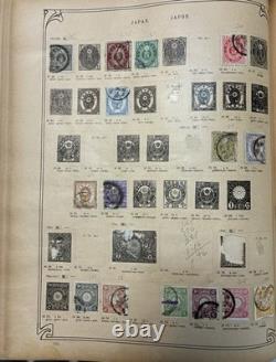1,552 Used Stamps In Antique Timbres Poste Stamp Album Over 62 Countries Hinged