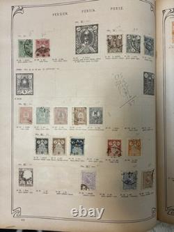 1,552 Used Stamps In Antique Timbres Poste Stamp Album Over 62 Countries Hinged
