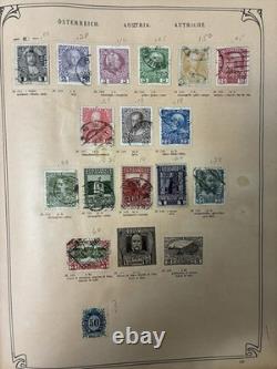 1,552 Used Stamps In Antique Timbres Poste Stamp Album Over 62 Countries Hinged
