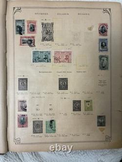 1,552 Used Stamps In Antique Timbres Poste Stamp Album Over 62 Countries Hinged