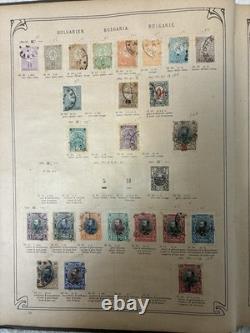 1,552 Used Stamps In Antique Timbres Poste Stamp Album Over 62 Countries Hinged