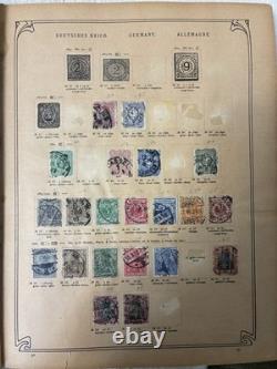 1,552 Used Stamps In Antique Timbres Poste Stamp Album Over 62 Countries Hinged