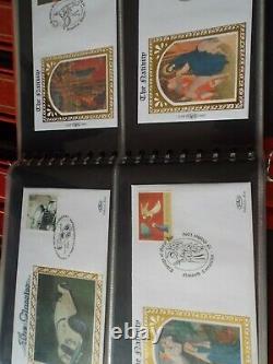 18 Albums Benham Silk Fdc Collection Luxury Binders & In Excellent Condition