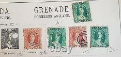 1861-1908 Grenada QV Early Collection Lot on Old album Page Used & MH inc SG1