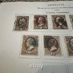 1873 Us Treasury And War Department Stamps Lot On Album Page, Great Collection