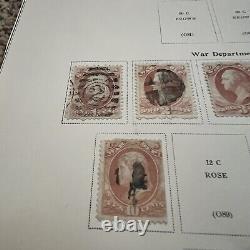 1873 Us Treasury And War Department Stamps Lot On Album Page, Great Collection
