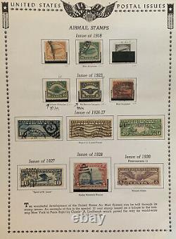 1918-1930 Mint Used U. S. Airmail Stamp Lot On Album Page Great Gift For Dad