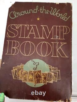 1935 Whitman Around the World Stamp Book many old stamps! Read Look Back Cover