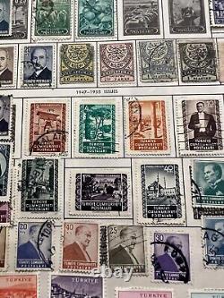 1942-1953 Turkey M&u Stamp Lot On Album Page Resmi Overprints, Fiscal, Short Set