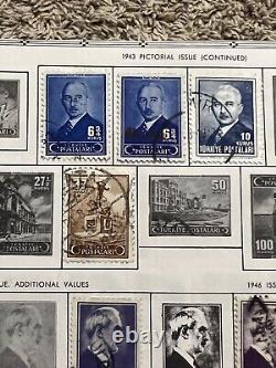 1942-1953 Turkey M&u Stamp Lot On Album Page Resmi Overprints, Fiscal, Short Set