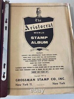 1957 Grossman Aristocrat World Stamp Album 1650+ Stamps See Sample Pics