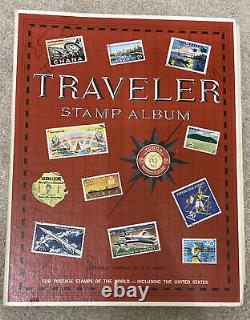 1965 Traveler Stamp Album of the World Postage Stamps 1000+ Stamp Collection