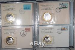 1975 -1977 SOCIETY POSTMASTERS ALBUM 36 SILVER MEDALS x 20g + FDC COMPLETE SET