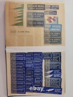 2 Vintage KEK Stamp Albums Austria + Airmail Labels / Ephemera Collection