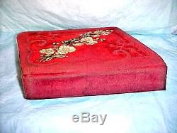 ANTIQUE RED Velvet Photo Album Stamped Patented June 6. 1882 UNIQUE SLANT COVERS