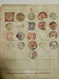 Antique Victorian Stamp Album, Post Marks from all over the World