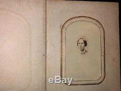 Antique leather 1860s album with old 1800s photos tax stamps