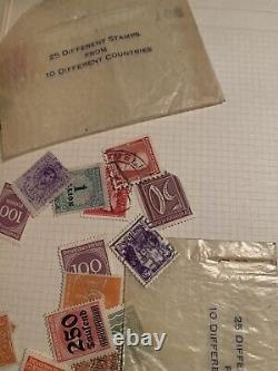 Antique stamp collection Early 1900's many countries W Album 500+ Un Searched