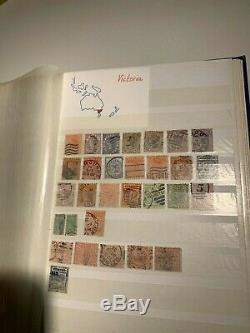 Australia & Asia Old Stamp Album Collection Many British Queen Victoria Stamps