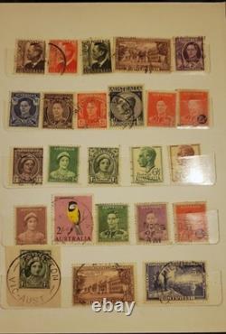 Australia Pre-Decimal Used Stamp Collection in Album Some Interesting Variety