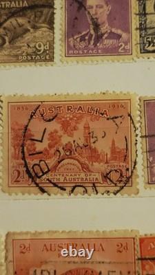 Australia Pre-Decimal Used Stamp Collection in Album Some Interesting Variety