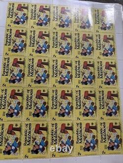 Big Vintage Walt Disney Stamp Collection Album Of 35 Full Sheets 875 Stamps