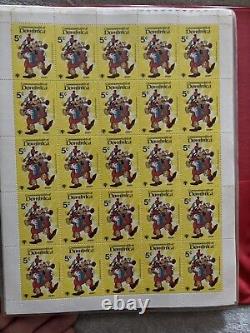 Big Vintage Walt Disney Stamp Collection Album Of 35 Full Sheets 875 Stamps