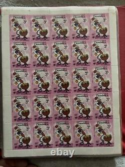 Big Vintage Walt Disney Stamp Collection Album Of 35 Full Sheets 875 Stamps