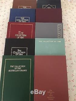 Collection of 1981 To 1990 Australian Post Year Book Album with Stamps Deluxe