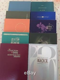 Collection of 1991 To 2000 Australian Post Year Book Album with Stamps Deluxe
