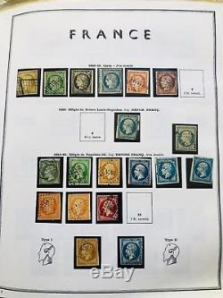 Collection timbres de France 2 albums 1849 à 1992 dt Y&T 1à6, bordeaux, lettres+