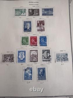 Finland 1941-60s With BOB Karelia Stamp Collection On 2 Prong Scott Album Pages