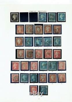 GB QUEEN VICTORIA, PLATE COLLECTION, 1st 6 PAGES WINDSOR ALBUM, INC. BLACK PENNY
