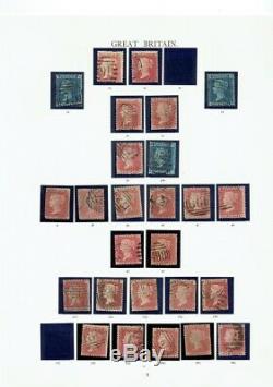 GB QUEEN VICTORIA, PLATE COLLECTION, 1st 6 PAGES WINDSOR ALBUM, INC. BLACK PENNY