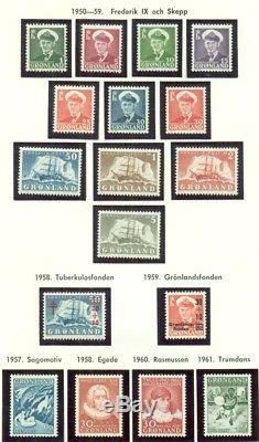 GREENLAND & FAROES COLLECTION 1937-1990, in specialized album, Scott $2,524.00