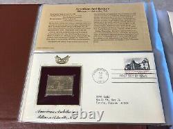 Golden 22KT Replicas U. S. Stamps, Album Collection FDC 1982-1983, Places, Events