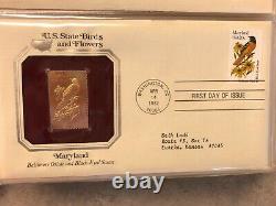 Golden 22KT Replicas of U. S. State Stamps, Complete Album Collection FDC 1982