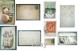Great 1906 pre-WWI 282 x Postcards Full Album Street Stamps Love Animal American