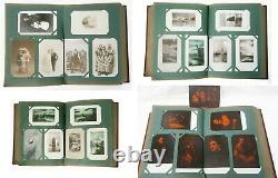 Great 1906 pre-WWI 282 x Postcards Full Album Street Stamps Love Animal American