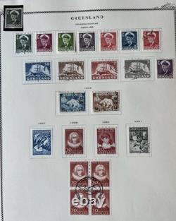 Greenland Stamp Collection 1938-1970s 5 Album Pages Pakke-Porto Used Mint