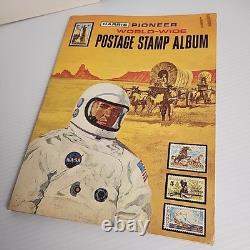 Harris Pioneer World Wide Postage Stamp Album 1977 180+ Stamps Collection & USA