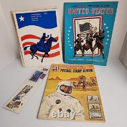 Harris Pioneer World Wide Postage Stamp Album 1977 180+ Stamps Collection & USA