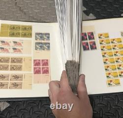 Large Vintage Stamp Lot Collection Binder Album Stamp Plate Blocks. 01.22 Cents