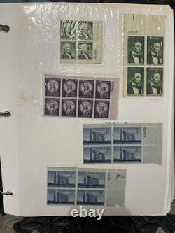 Large Vintage Stamp Lot Collection Binder Album Stamp Plate Blocks. 01.22 Cents