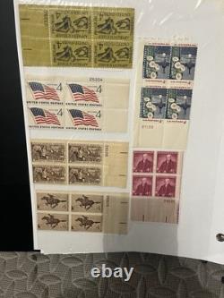 Large Vintage Stamp Lot Collection Binder Album Stamp Plate Blocks. 01.22 Cents