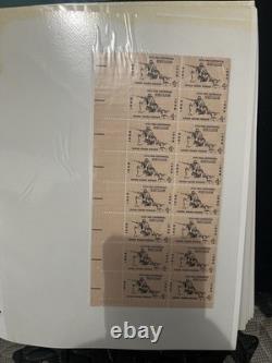 Large Vintage Stamp Lot Collection Binder Album Stamp Plate Blocks. 01.22 Cents