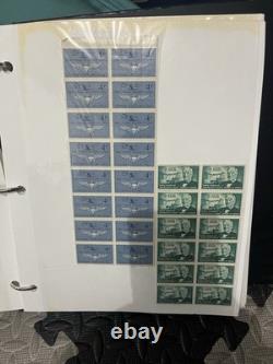 Large Vintage Stamp Lot Collection Binder Album Stamp Plate Blocks. 01.22 Cents
