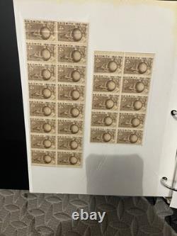 Large Vintage Stamp Lot Collection Binder Album Stamp Plate Blocks. 01.22 Cents
