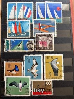 Large Vintage Worldwide Stamp Collection Album 450 Stamps Poland Space Animals