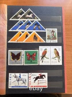 Large Vintage Worldwide Stamp Collection Album 450 Stamps Poland Space Animals